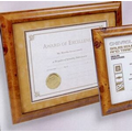 Burl Hardwood Executive Certificate Frame w/ Suede Matboard